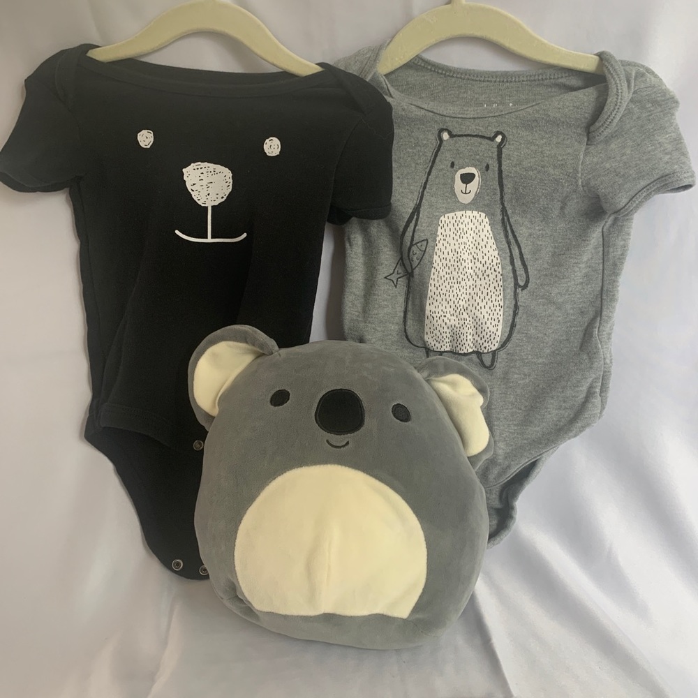 2 Indigo baby bear onesies 6-12mos
